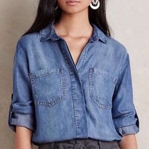 Anthropologie Cloth & Stone Blue Chambray Denim Shirt